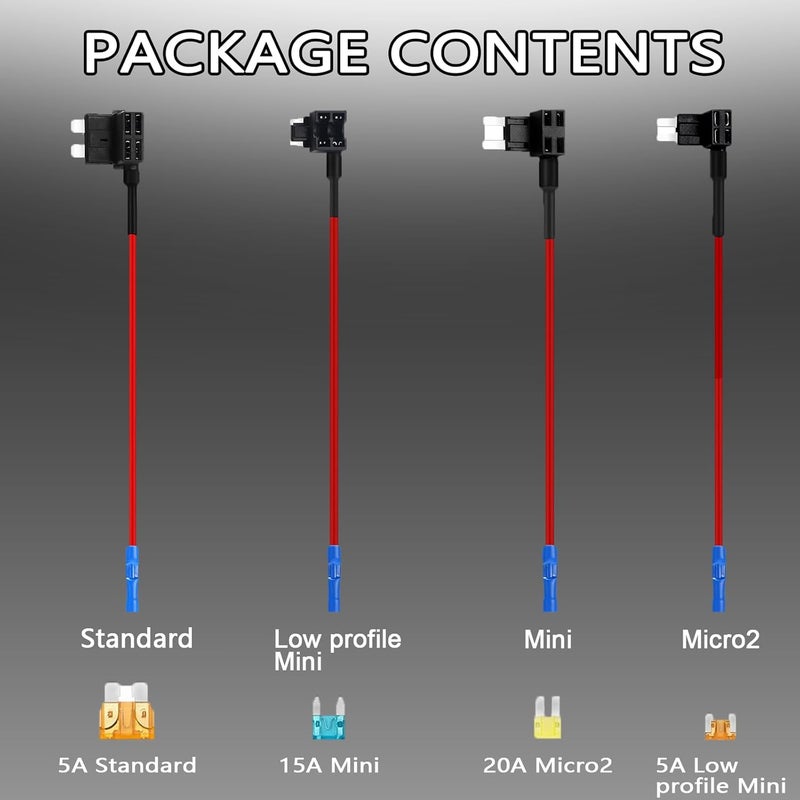 BFXM 8 Pack 4 Types 12V Car Add-a-Circuit Fuse Tap Adapter,Standard Mini Micro2 and Low Profile Fuse Taps for Cars Trucks Boats - Image 3